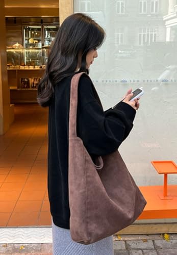 Jusavie Slouchy Suede Hobo Bags Women Crescent Satchels Shoulder Bag Crossbody Purse Corduroy Top-handle College Tote Handbag - Image 4