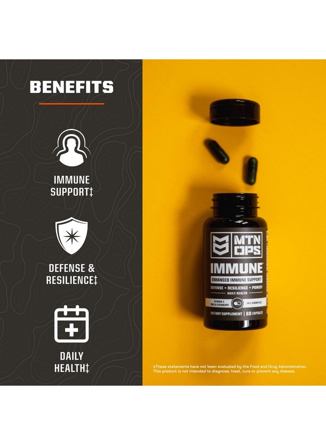 MTN OPS MTN OPS Immune™ Capsules Daily Immune Support with Vitamin D, Vitamin C, Zinc, Elderberry, Echinacea & Antioxidants - 60 Easy-Swallow Capsules - 30 Servings  - Image 3