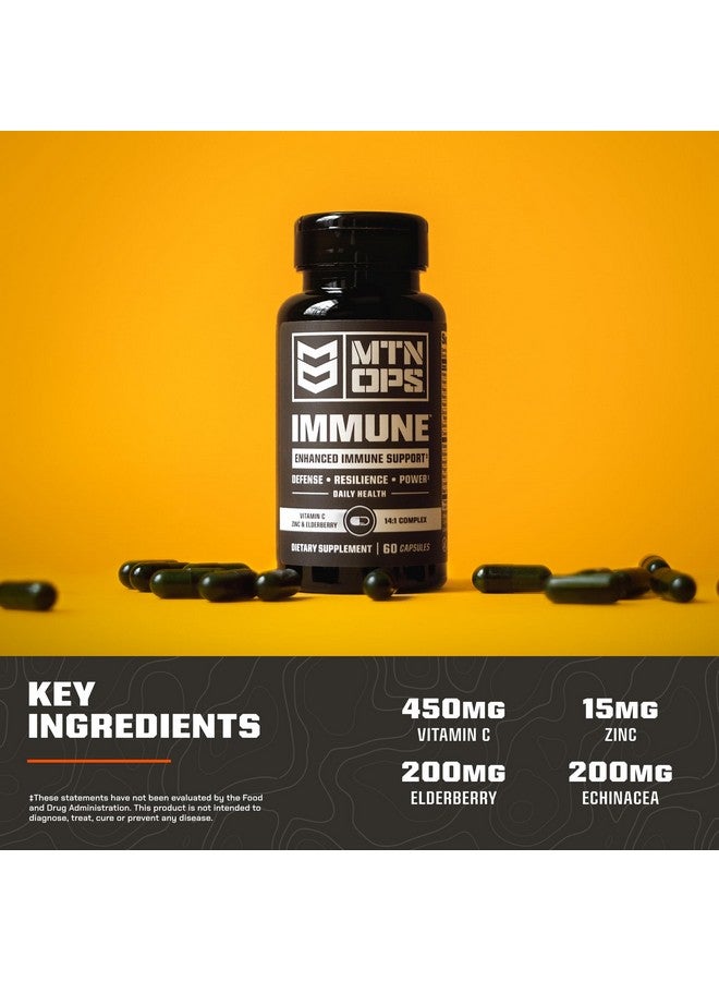 MTN OPS MTN OPS Immune™ Capsules Daily Immune Support with Vitamin D, Vitamin C, Zinc, Elderberry, Echinacea & Antioxidants - 60 Easy-Swallow Capsules - 30 Servings  - Image 4