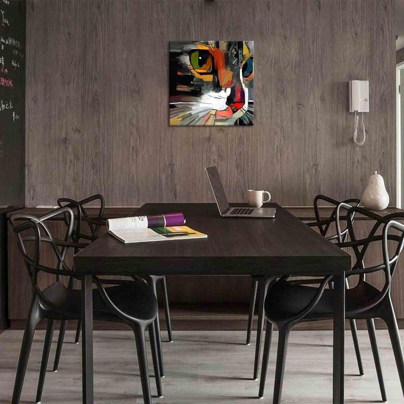 Welmeco Abstract Colorful Cat Painting - Image 2