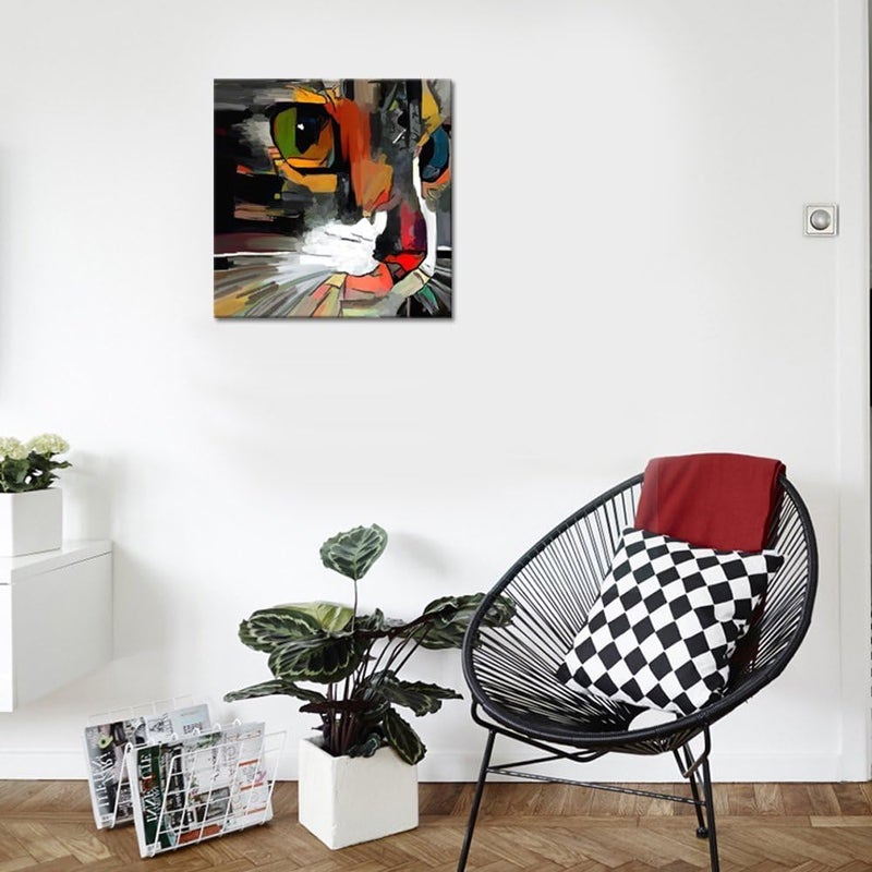 Welmeco Abstract Colorful Cat Painting - Image 3