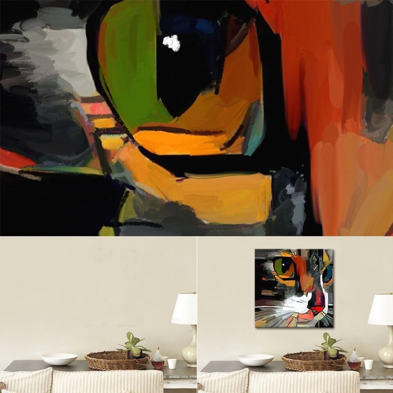 Welmeco Abstract Colorful Cat Painting - Image 5