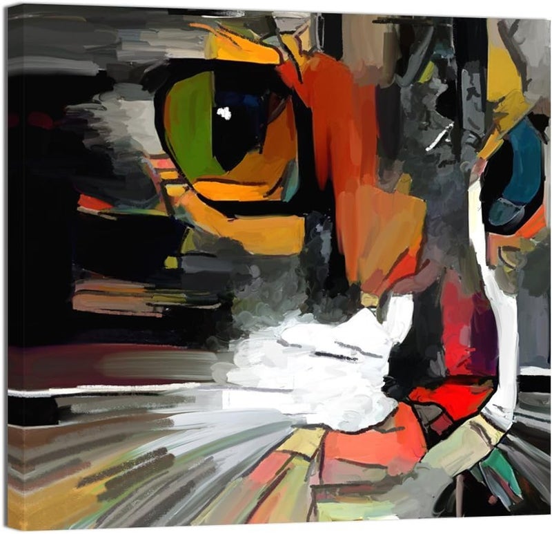 Welmeco Abstract Colorful Cat Painting - Image 1