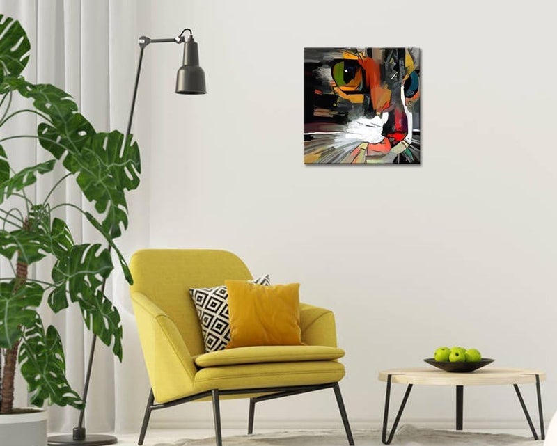 Welmeco Abstract Colorful Cat Painting - Image 4