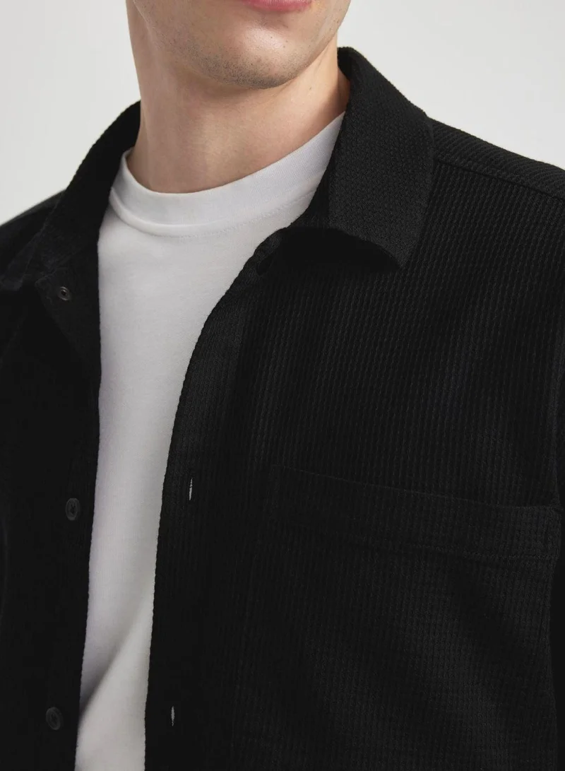 DeFacto Oversize Fit Polo Collar Long Sleeve Shirt