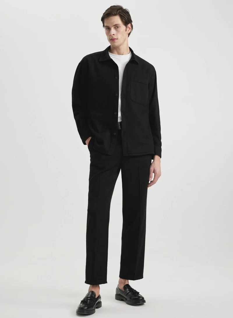 DeFacto Oversize Fit Polo Collar Long Sleeve Shirt