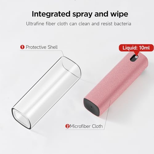 YTT Screen Cleaner, All-in-One Spray & Wipe Cleaner, with Transparent Protective Shell for All Phones, Laptop and Tablet Screens (Pink) - Image 5