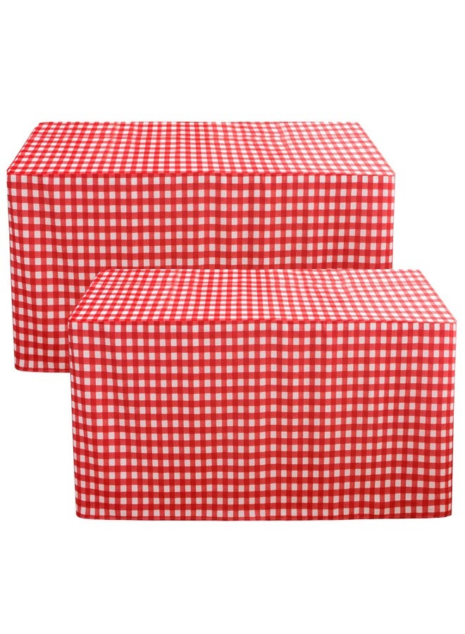 HolidayIdeas Fitted Checkered Picnic Tablecloths for 6 Foot Tables - 72 x 30 Inch - 2 Pack Rectangle Buffalo Plaid Table Cover for Parties, Outdoor Decor, Trade Show (Red and White) - Image 1