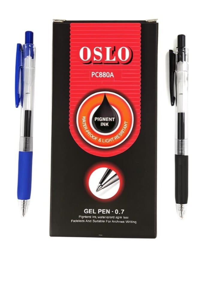 Oslo Gel Pen 0.7mm – Black (6) & Blue (6) – Pack of 12 - Image 1