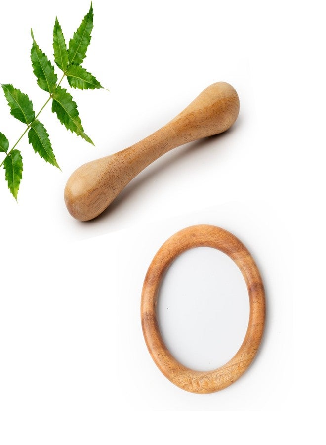 WoCra® Neem Wood Baby Teether Toys - Pack of 2 | Dumbbell Teether + Ring-Teether for Babies, Toddlers & Infants | Handmade Non-Toxic Wooden Teething & Chew Toys | Safe Ayurvedic Chusni Soothers