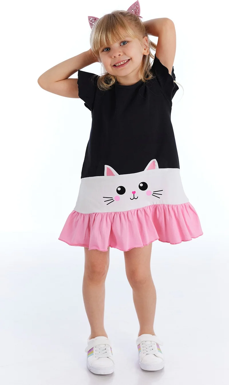 Denokids Cat Graphic Dress