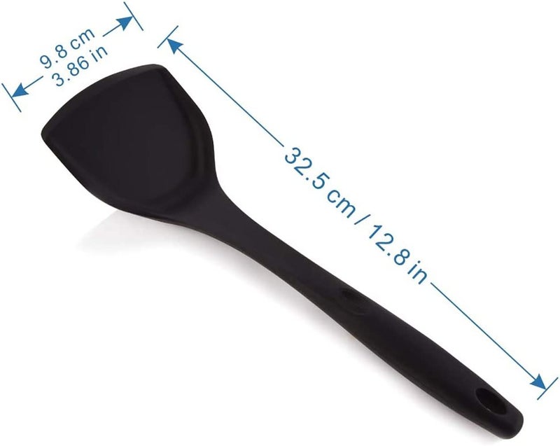 FS COOL FS COOL Wide Silicone Spatula for NonStick Pans High HeatResistant Premium Flexible NonStick Silicon Spatula Baking Spatula Pack of 1 Black - Image 2