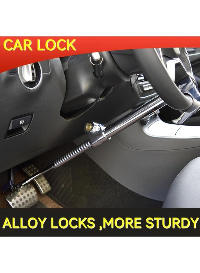 Soofam Car Steering Wheel Lock, Steering Wheel Lock Anti-Theft Device, 3-Section Retractable Car Theft Prevention Device with 2 Keys, Double Hook Car Clutch Lock for Car Truck SUV Van - Image 5