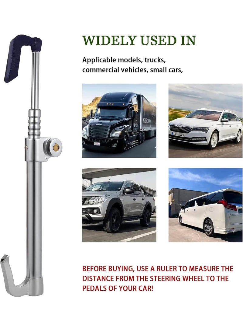 Soofam Car Steering Wheel Lock, Steering Wheel Lock Anti-Theft Device, 3-Section Retractable Car Theft Prevention Device with 2 Keys, Double Hook Car Clutch Lock for Car Truck SUV Van - Image 2