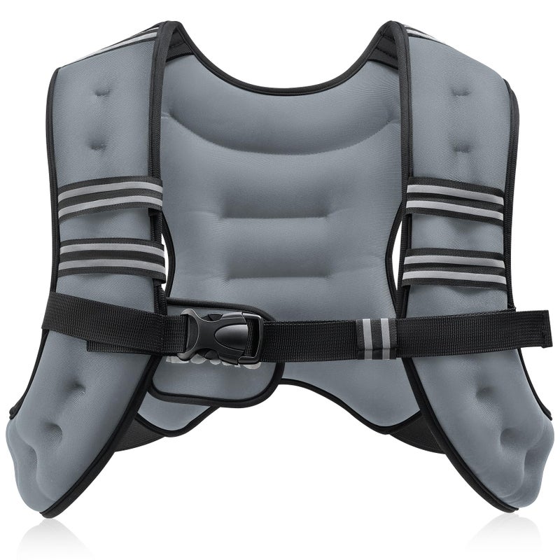ZELUS Weighted Vest, 6lb/8lb/12lb/16lb/20lb/25lb/30lb Weight Vest with Reflective Stripe for Workout, Strength Training, Running, Fitness, Muscle Building, Weight Loss, Weightlifting, Grey(12lb) - Image 1