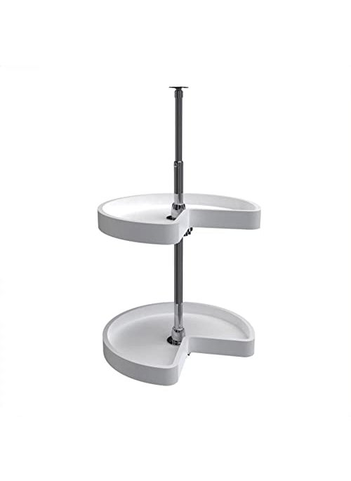 Rev-A-Shelf RevAShelf 18 Kidney Shaped Dual Tier Lazy Susan Organizer for Corner Base Kitchen Cabinets Plastic Home Storage Shelves White 6472181152 