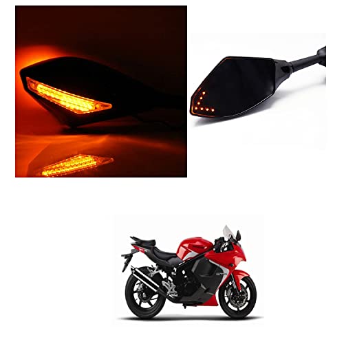 PRIKNIK Rear View Mirrors With Led Turn Signal Arrow Design Amber Back Light and Mirror Arrow Light Compatible With H-yosung G-T250R - Image 4
