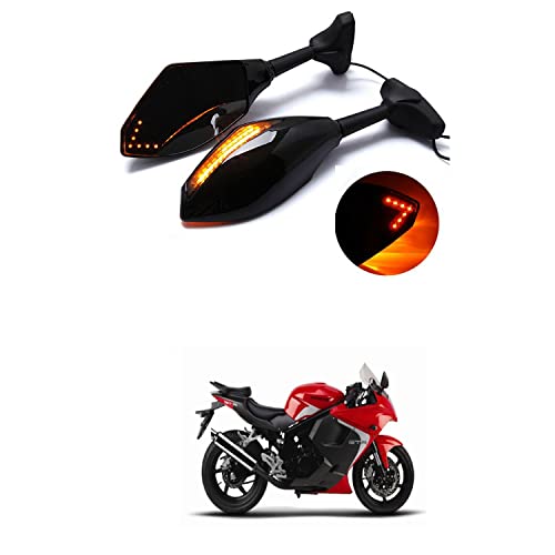 PRIKNIK Rear View Mirrors With Led Turn Signal Arrow Design Amber Back Light and Mirror Arrow Light Compatible With H-yosung G-T250R - Image 1