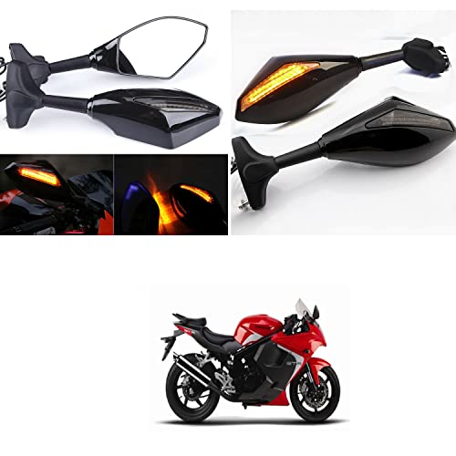 PRIKNIK Rear View Mirrors With Led Turn Signal Arrow Design Amber Back Light and Mirror Arrow Light Compatible With H-yosung G-T250R - Image 3
