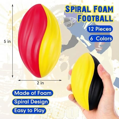 Jerify Mini Footballs for Kids Spiral Foam Football Bulk 5 Inch Soft Small Waterproof Foam Ball Sports Birthday Toddler Football for Indoor and Outdoor Game Fashion Color12 Pcs - Image 5