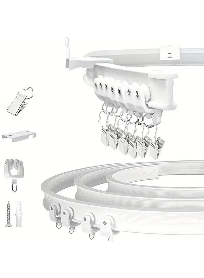 3 196.85 Inch Flexible Curtain Track ABS Material Wall Mounted Ceiling Mounted White Single Track Curtain Hanging System Suitable for Room Dividers RVs Balconies Offices Hotel - Image 2