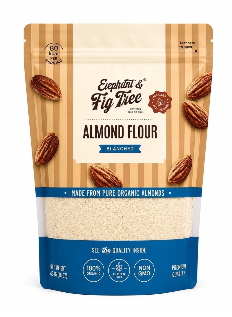 Elephant & Fig Tree Almond Flour 450g – Blanched, 100% Organic, Gluten-Free, Keto & Low-Carb | Made from Pure Organic Almonds - Image 1