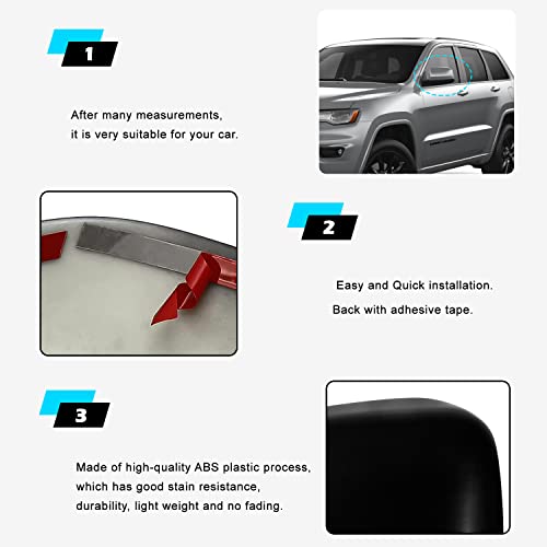 Bonbo Black Top Half Mirror Exterior Upper Cover Trim Exterior Accessories For Jeep Grand Cherokee 2011-2022 & Dodge Durango 2011-2024 （Pack Of 2） - Image 3