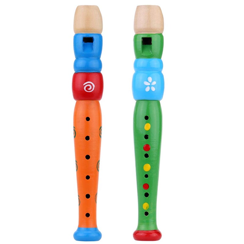 Tvoip Tovip 2PCS Wooden Kid Flute Musical Instrument Early Education Develop Recorder Woodwind Musical Educational Toy for Children Random Color - Image 2