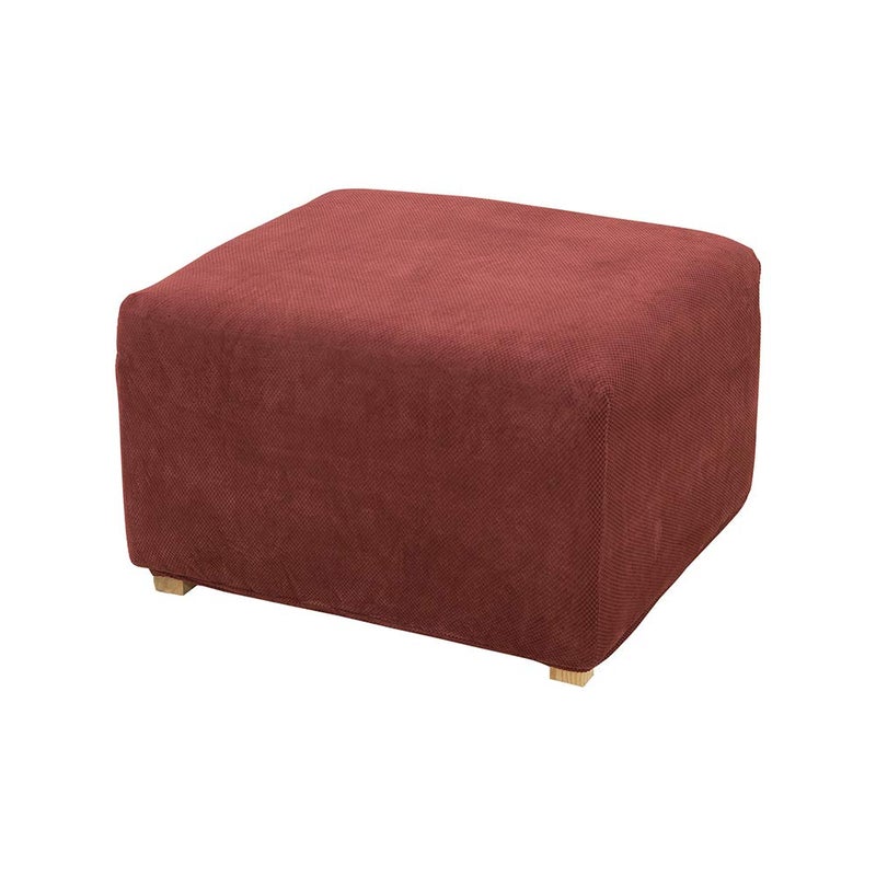 SureFit Home Dcor Stretch Pique Ottoman Covers Slipcover Form Fit PolyesterSpandex Machine Washable One Piece Garnet Color