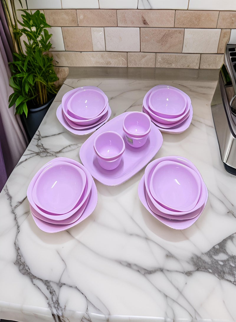 ECO PLAST 21-Piece Dinnerware Plates Set - Light Purple Lilac - Image 1