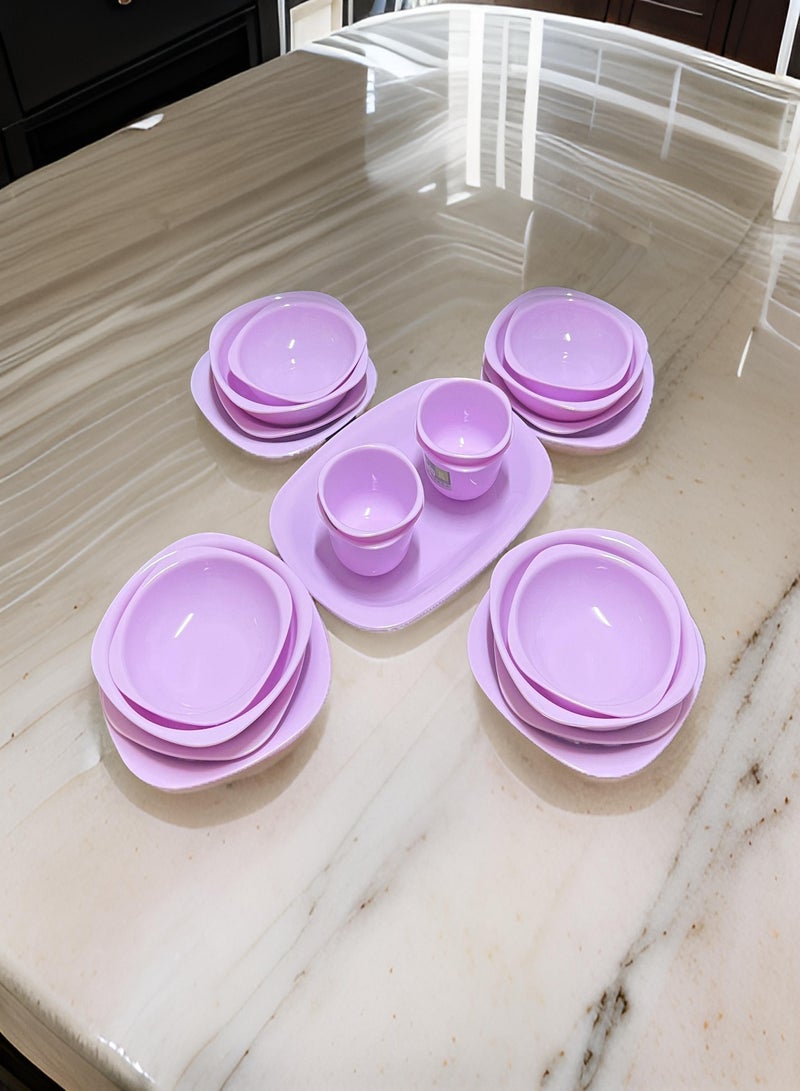 ECO PLAST 21-Piece Dinnerware Plates Set - Light Purple Lilac - Image 2