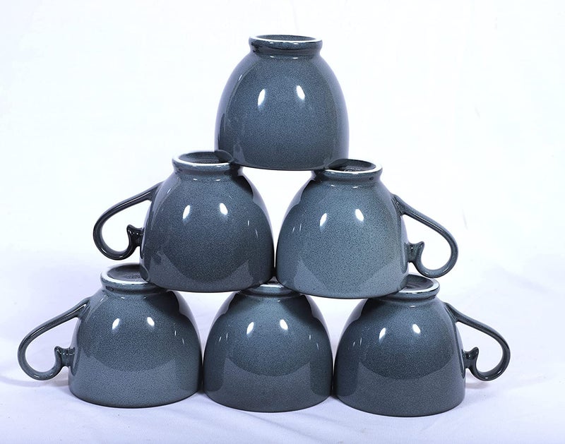 Hitkari Hitkari Potteries Grey Night Cup Saucer Set of 12pcs for 6 for Morning Evening Tea Material Porcelain Elegant Design 12 Pieces Grey Microweb Safe Dishwasher Safe  - Image 2