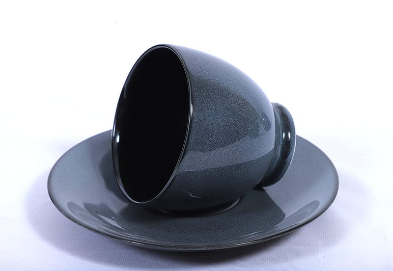 Hitkari Hitkari Potteries Grey Night Cup Saucer Set of 12pcs for 6 for Morning Evening Tea Material Porcelain Elegant Design 12 Pieces Grey Microweb Safe Dishwasher Safe  - Image 3