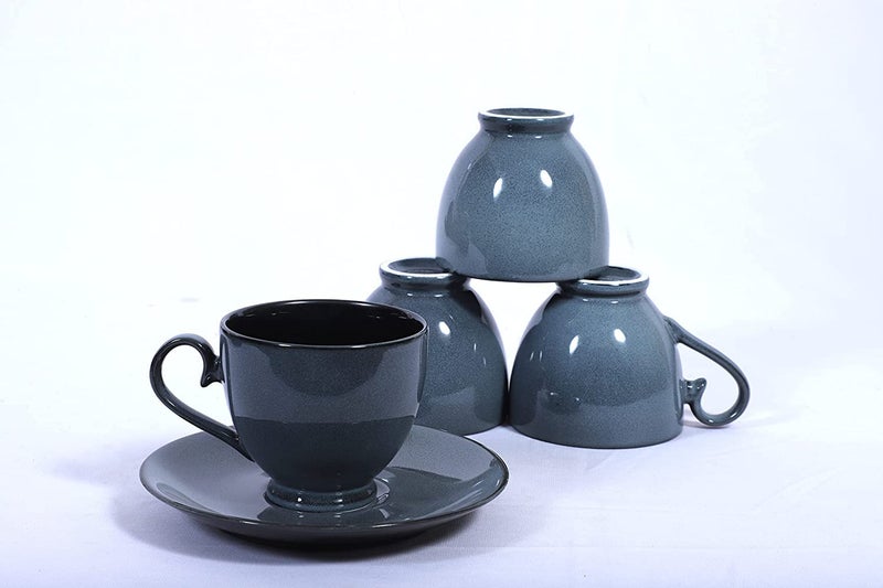 Hitkari Hitkari Potteries Grey Night Cup Saucer Set of 12pcs for 6 for Morning Evening Tea Material Porcelain Elegant Design 12 Pieces Grey Microweb Safe Dishwasher Safe  - Image 5