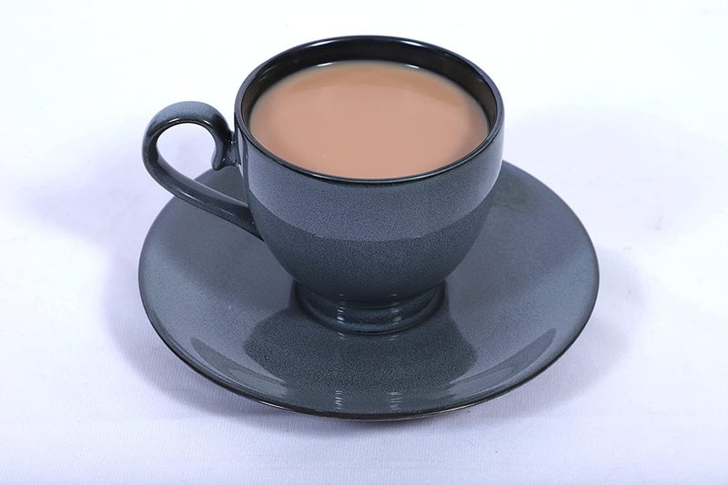 Hitkari Hitkari Potteries Grey Night Cup Saucer Set of 12pcs for 6 for Morning Evening Tea Material Porcelain Elegant Design 12 Pieces Grey Microweb Safe Dishwasher Safe  - Image 4