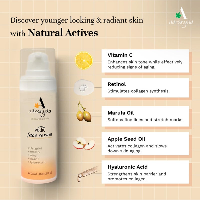 Aaranyaa Aaranyaa Vedic Face Serum 30ml Skin Natural Vitamin CHyaluronic Acid Retinol Face Serum For Daily Glow Reduce Dark Spot For Uneven Dull Skin All Skin Type Paraben Free  - Image 3