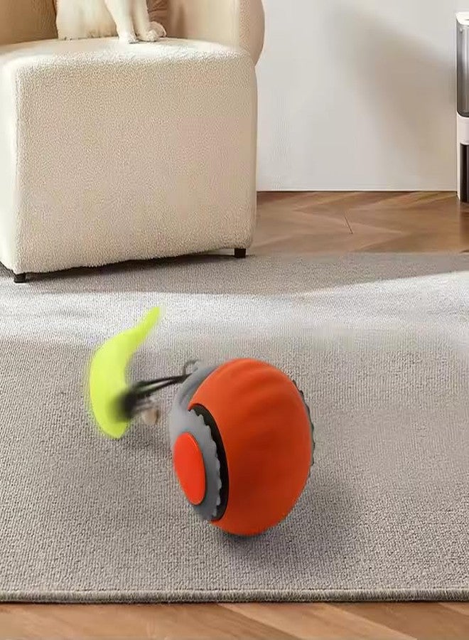 ZYKORNIUM Interactive Cat Toy Ball - Automatic Rolling Rechargeable Cat Toy, Chasing Ball for Indoor Cats & Kittens, Feather Tail, Self-Moving Toy, Fast & Slow Speed (Blue) - Image 4