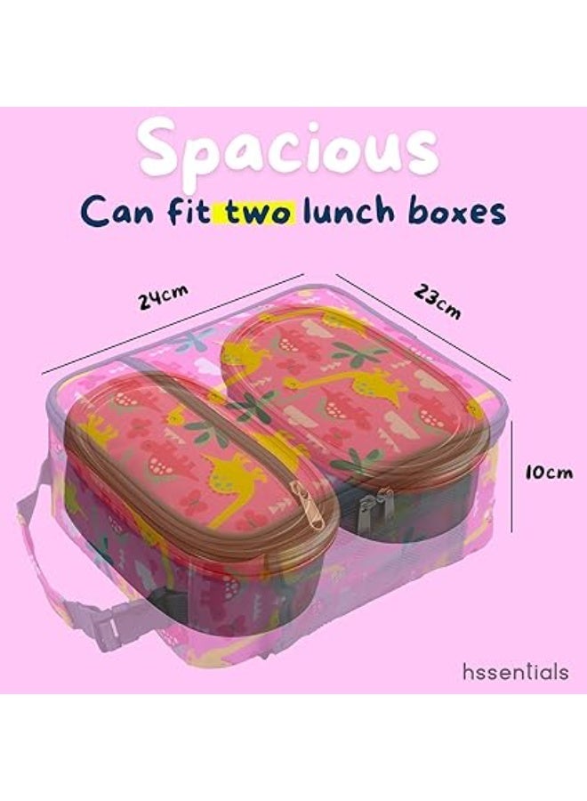 hssentials Insulated Lunch Bag (Dino Pink) - Image 2