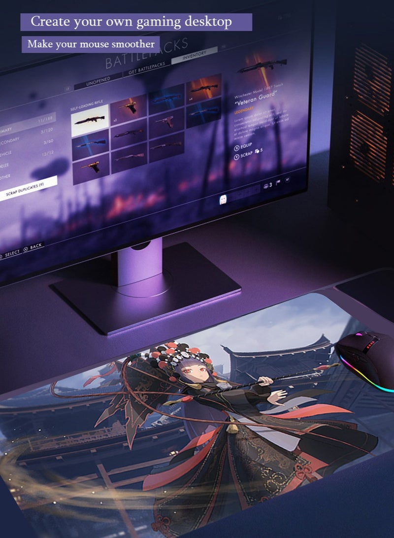 YuanShen Mouse Pad 800MM*300MM*4MM Full Desk  LOL Jinx Mousepad Extended Large Non-Slip Rubber Base Waterproof Big Keyboard Mat with Stitched Edges for Gaming and Office - Image 4