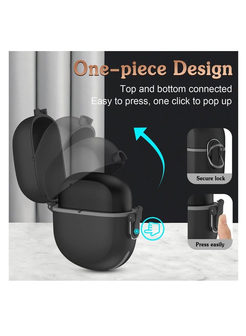 Excefore Bose QuietComfort Earbuds II Case Cover with Secure Lock, Shockproof Protective Skin Sleeve for Bose QC Earbuds 2, Hard Case Silicone Cover with Lanyard and Keychain (Black)  - Image 3