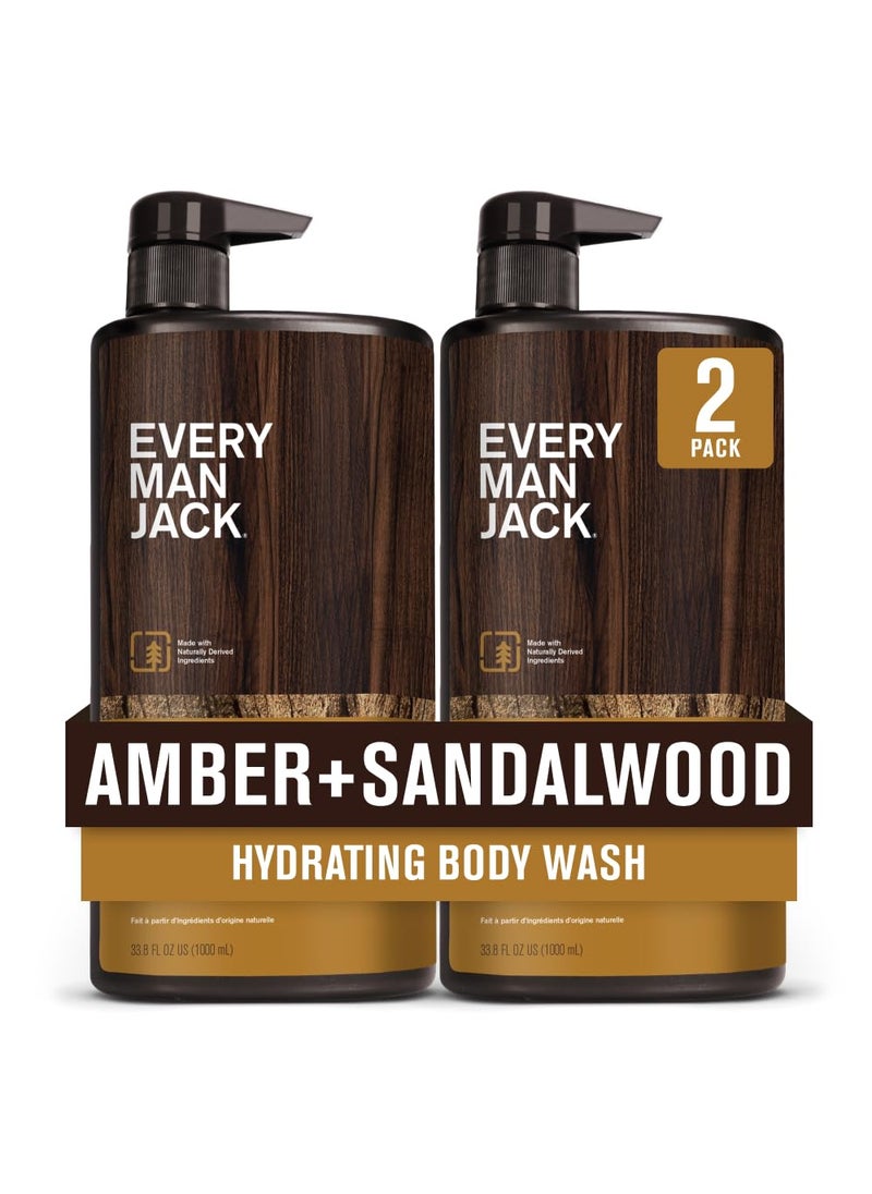 Every Man Jack - Every Man Jack Amber + Sandalwood Mens Body Wash for All Skin Types - Cleanse, Hydrate, and Smell Great - Free of Parabens, Phtalates, and Dyes - 33.8 fl oz (2 Pack) - Image 1