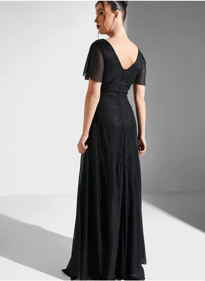 Khizana Embellished Neck A-Line Dress