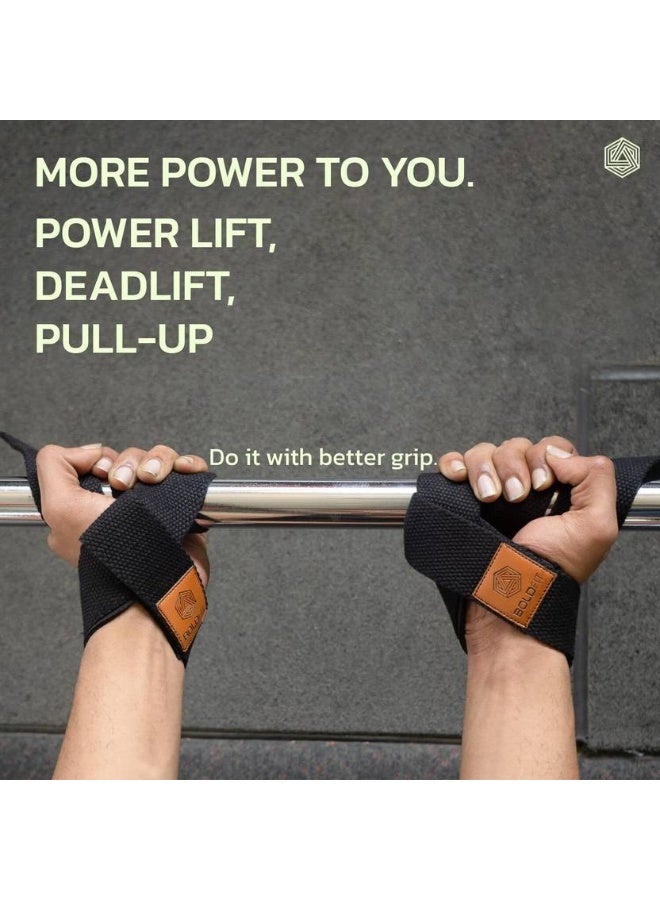 BOLDFIT BOLDFIT Weight Lifting Straps Wrist Bands Gym for Men Hand Band Wrist Support  (Black)  - Image 5