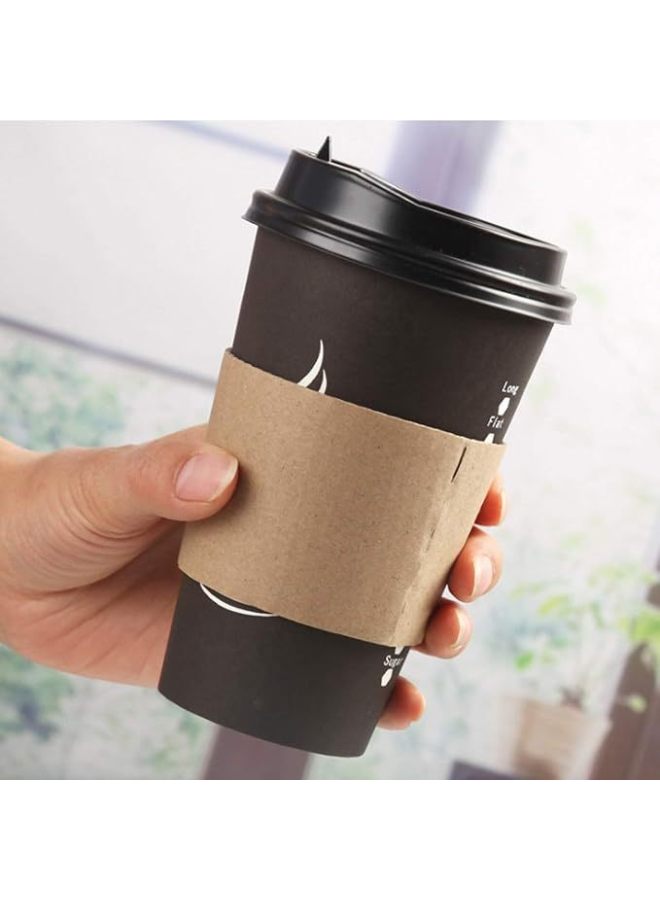 Disposable Milk Tea Cup Set Coffee Handle Corrugated Paper Heat Insulation Drink Anti-scalding Special-shaped Cup Set Cup Holder Wholesale-Color:White Card Printing-Specifications:98 Caliber 100 Pcs/pack  - Image 3