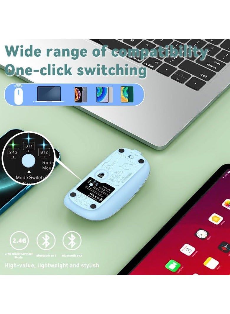 ماوس الألعاب اللاسلكية ، شفافة الكمبيوتر قذيفة تصميم قابل للتعديل ديسيبل متوحد الخواص ماوس صامت ، ثلاثي الوضع 2.4 جرام / بلوتوث 1 / بلوتوث 2 ماوس ، ماوس قابلة للشحن للكمبيوتر المحمول اللوحي - Image 3