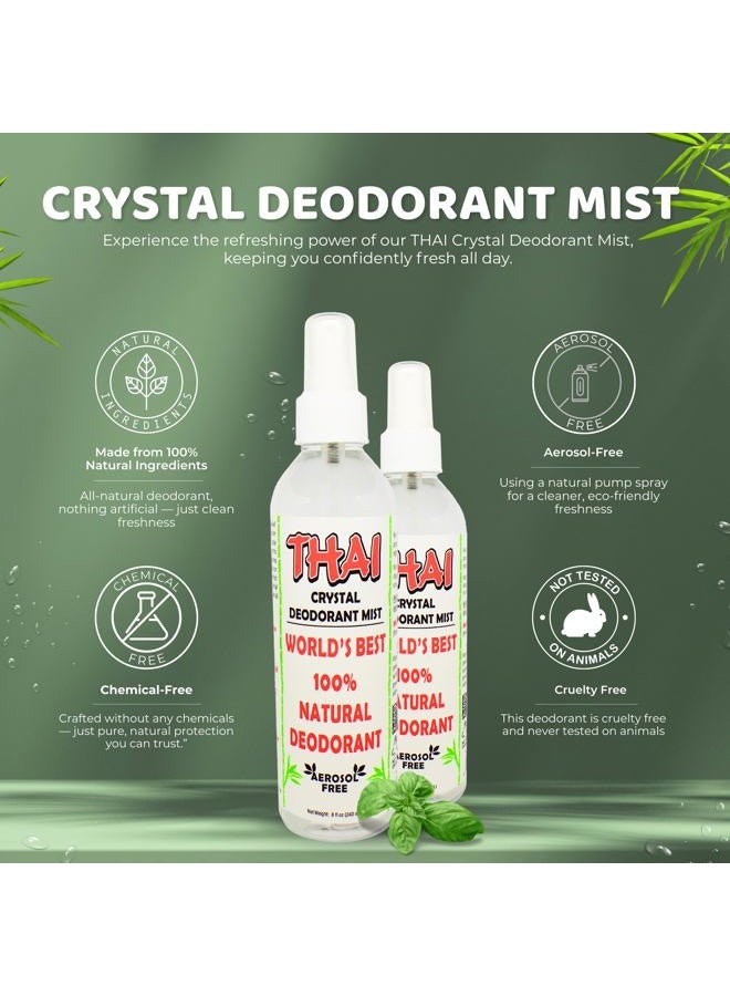 Thai Deodorant Stone بخاخ مزيل العرق الطبيعي كريستال ميست 8 أونصة. حزمة، عبوة من 2 - Image 2
