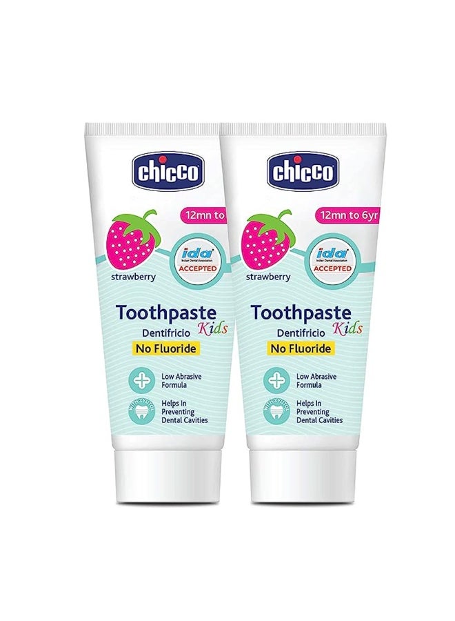 شيكو معجون أسنان شيكو للأطفال، الأفضل للأطفال من عمر سنة إلى ست سنوات، بنكهة الفراولة، ٥٠ غرامًا (عبوة من قطعتين) | خالٍ من الفلورايد وقليل الكشط | يزيل البلاك، ويساعد على منع التسوس | معتمد من قِبل الجمعية الدولية لأطباء الأسنان - Image 1