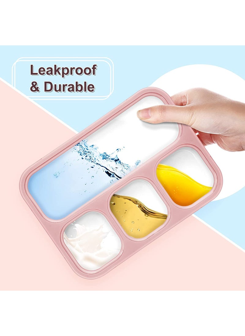 YAGVIZ YAGVIZ Leak Proof 4 Compartment Lunch Box Reusable Microwave Freezer Safe Food Containers with Spoon for Adults and Kids PP Plastic1Pc Multicolor  - Image 5