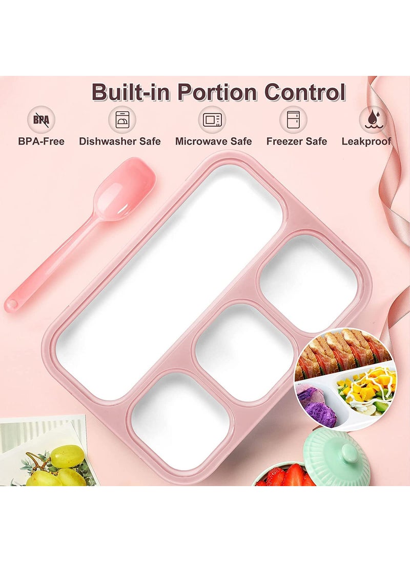 YAGVIZ YAGVIZ Leak Proof 4 Compartment Lunch Box Reusable Microwave Freezer Safe Food Containers with Spoon for Adults and Kids PP Plastic1Pc Multicolor  - Image 3