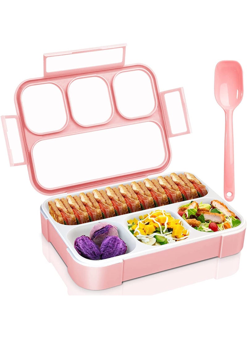 YAGVIZ YAGVIZ Leak Proof 4 Compartment Lunch Box Reusable Microwave Freezer Safe Food Containers with Spoon for Adults and Kids PP Plastic1Pc Multicolor  - Image 1